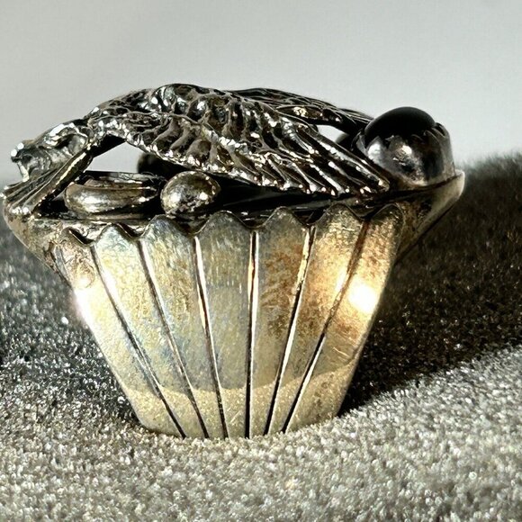 Cody Hunter CH Eagle Black Onyx Navajo NOS Sterling Mens Ring Sz 11 - Picture 5 of 12